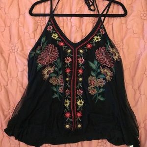 American Eagle black floral tank top